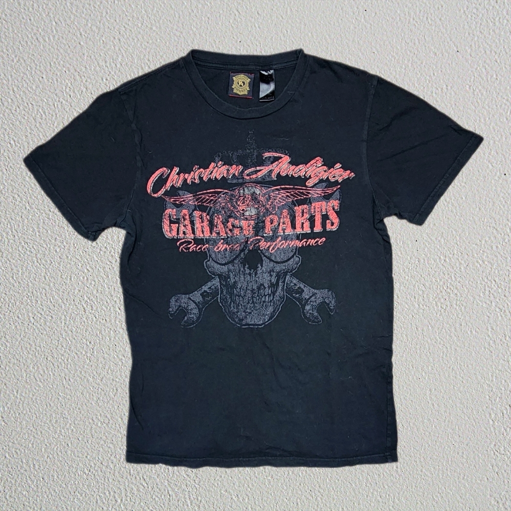 Y2K Original Christian Audigier Biker Skull Garage Parts Rare T-Shirt Men's M